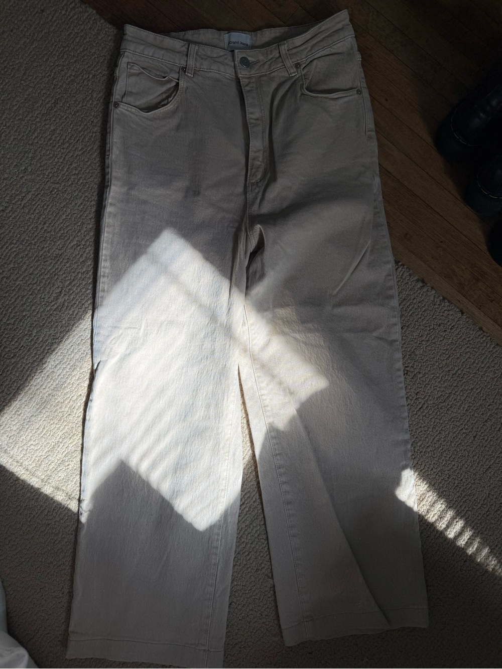 Abrand beige wide leg high waist pants